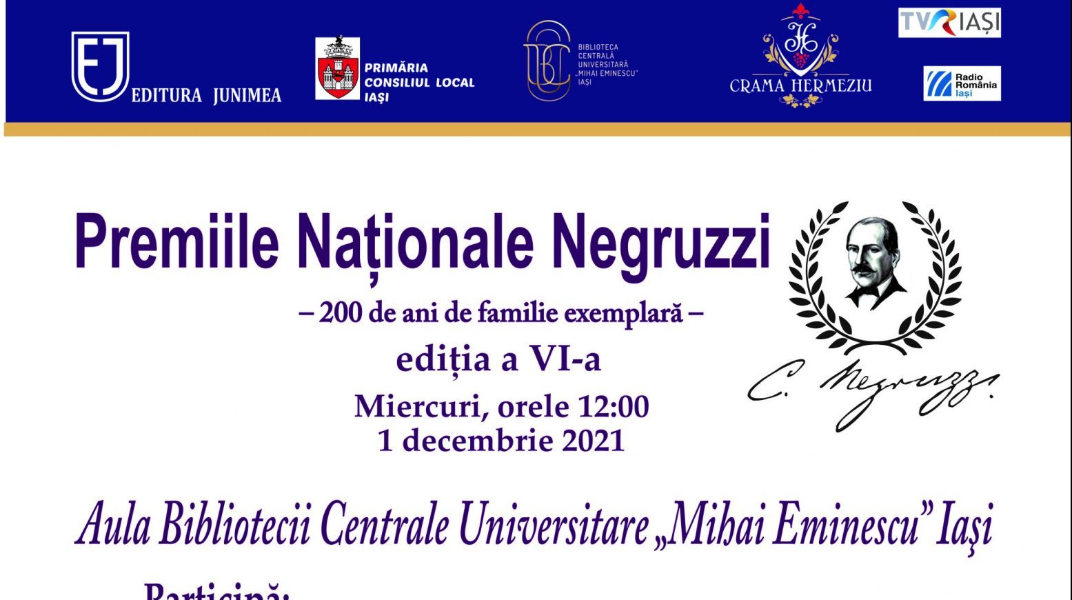 (VIDEO LIVE) Premiile Naționale Negruzzi – 200 de ani de familie culturală, civică, europeană – 1 Decembrie 2021