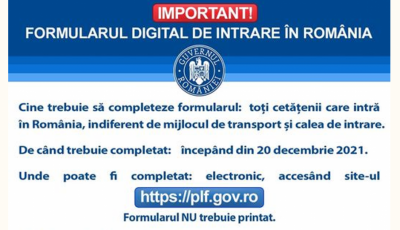 Formularul digital de intrare în România, obligatoriu de luni. Se completează electronic pe aplicaţia plf.gov.ro