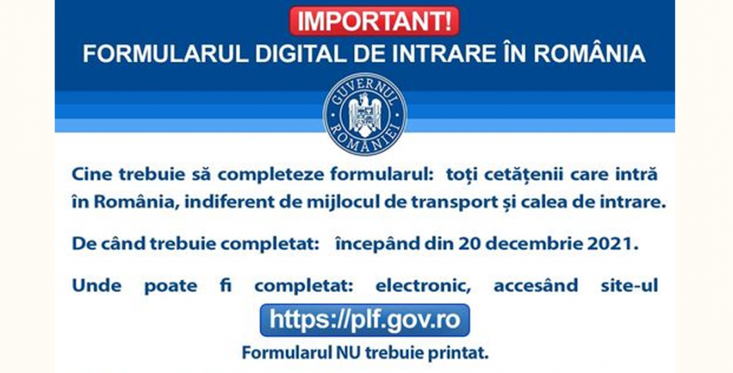 Ce este formularul digital de intrare în România?