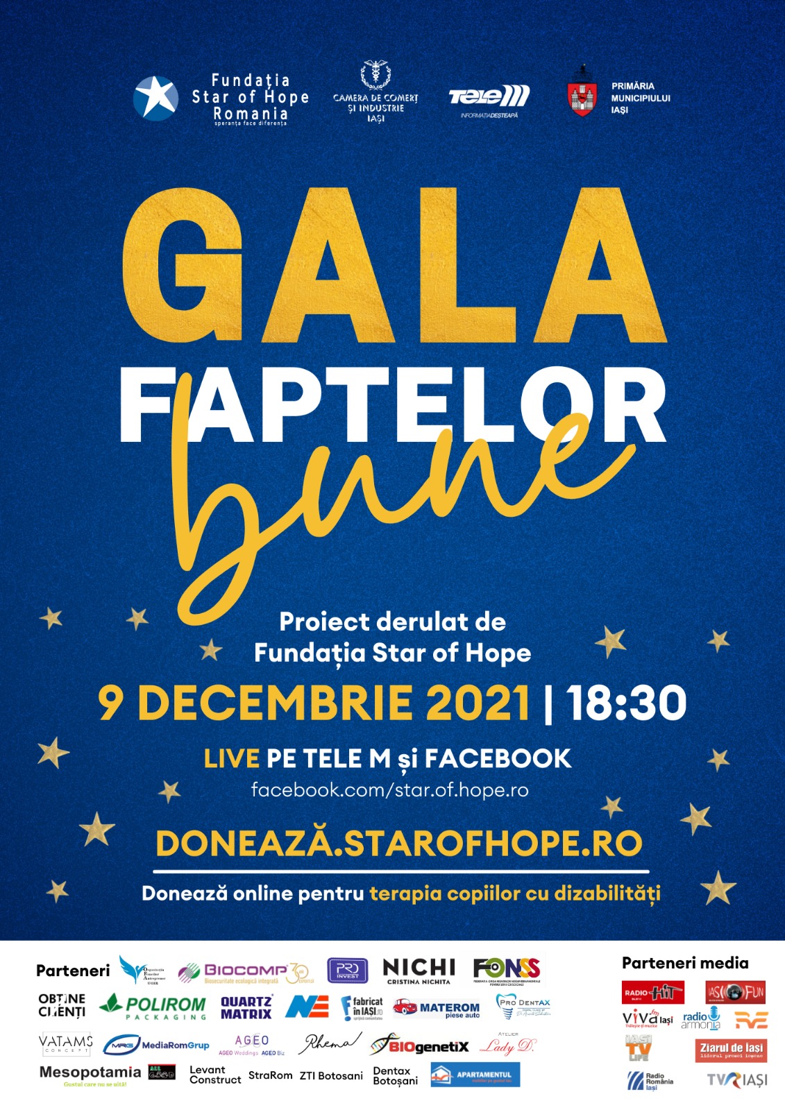 Gala Star of Hope 2021 – ediția Faptelor Bune – 9 decembrie 2021, ora 18.30