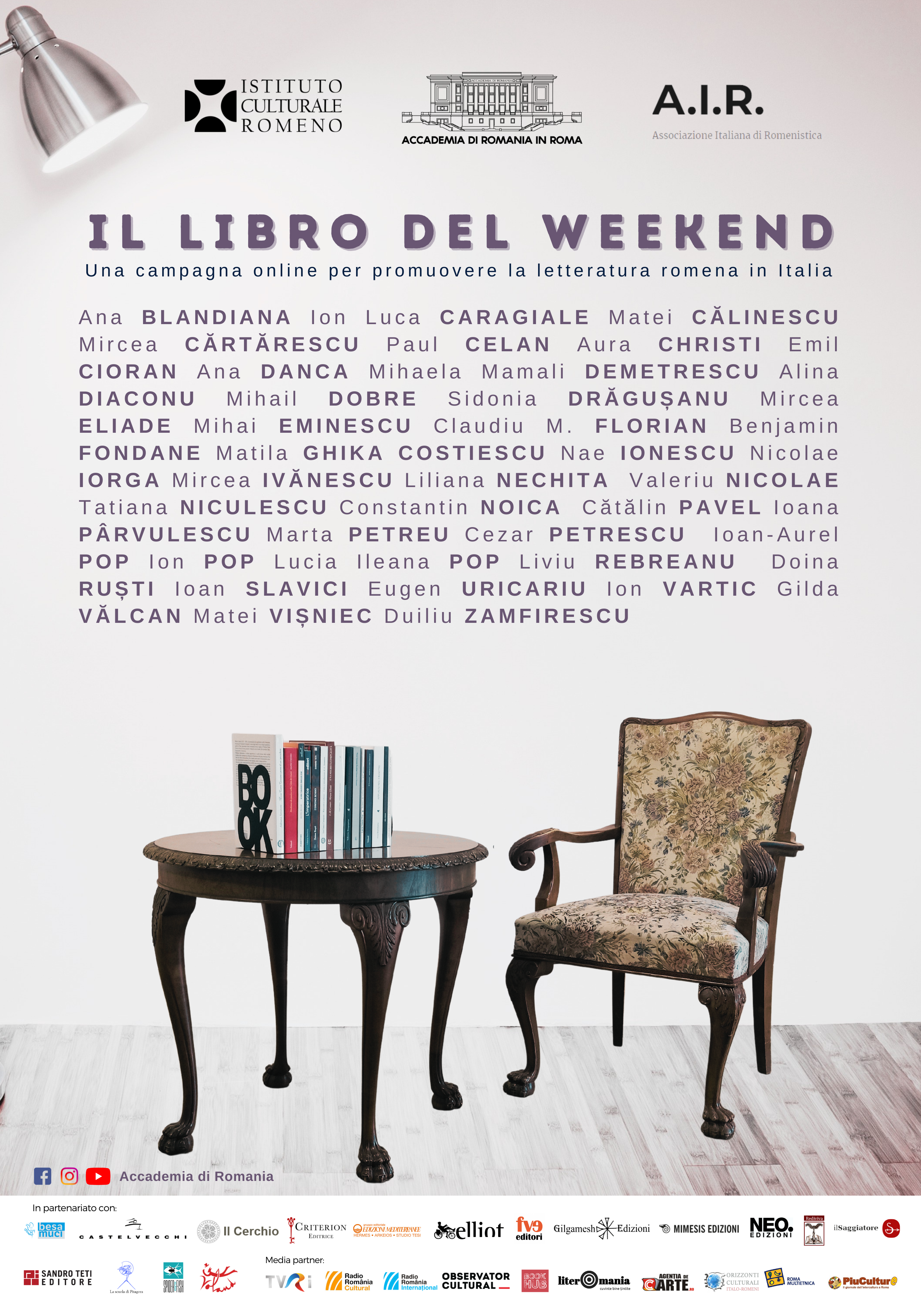 „CARTEA DIN WEEK-END” – o campanie online de promovare a LITERATURII ROMÂNE în ITALIA