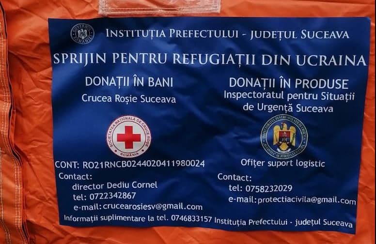 Aproximativ 600.000 de lei au fost depuşi în contul Crucii Roşii Suceava pentru refugiaţii ucraineni