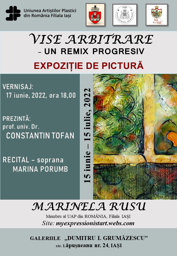 Iași, 17 iunie, ora 18.00: la Galeriile Grumăzescu din str. Lăpușneanu, vernisaj al expoziției semnate de Marinela Rusu