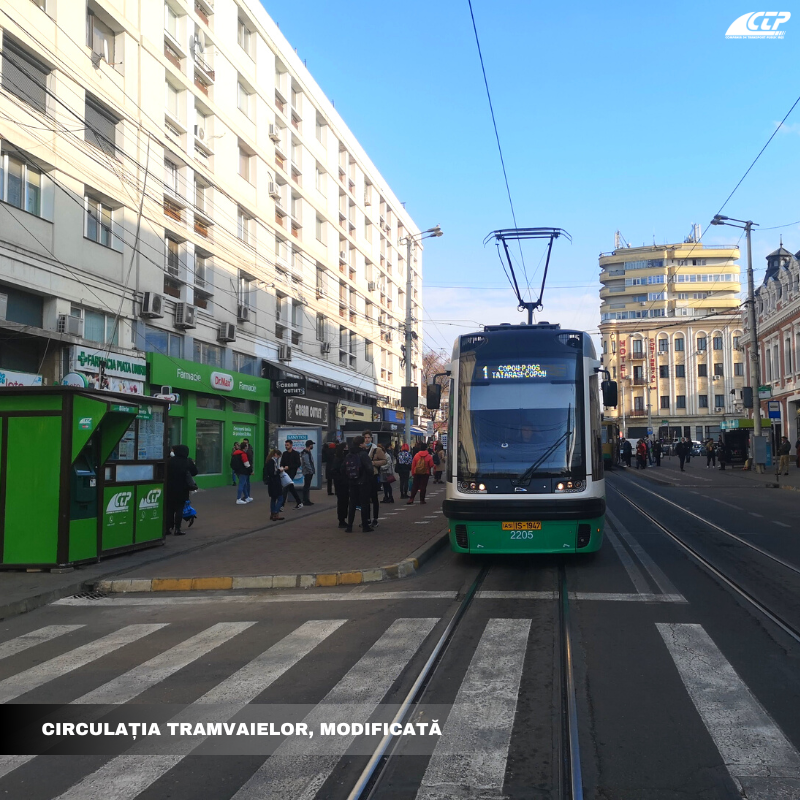 Circulația tramvaielor pe unele trasee din municipiul Iași va fi modificată