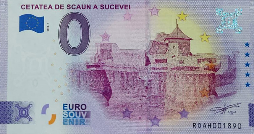 Cetatea de Scaun a Sucevei, promovată prin intermediul unei bancnote suvenir de 0 euro