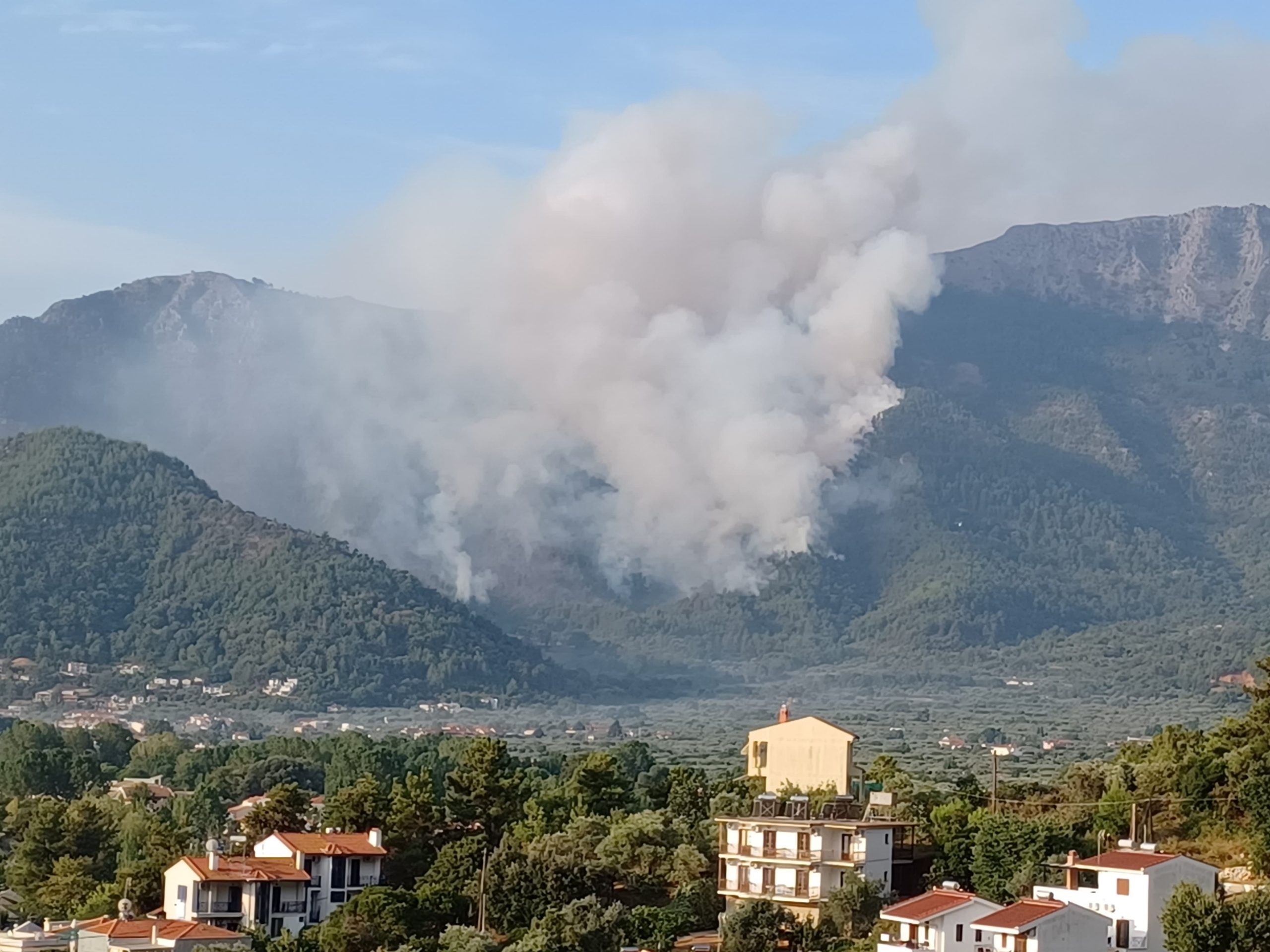 (FOTO) În Thasos, incendiul forestier din zona Potamia a reizbucnit