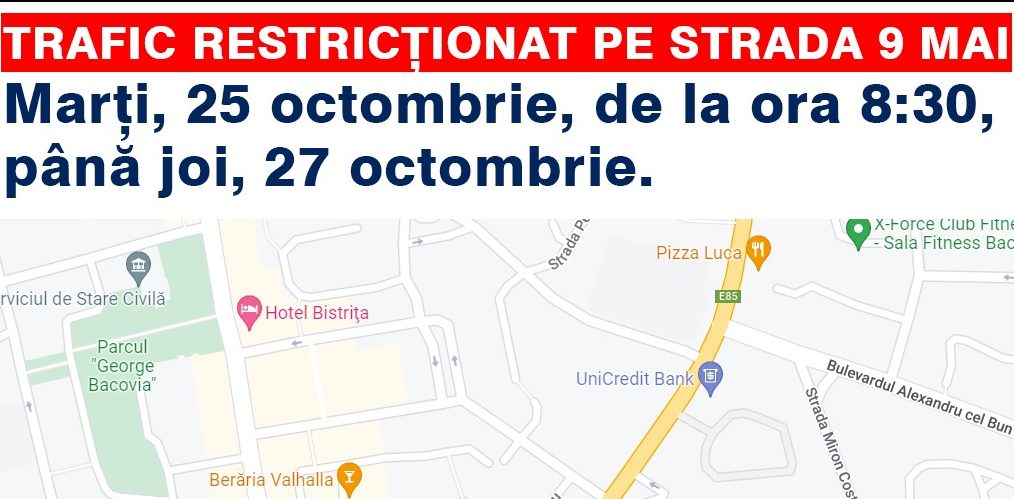 Restricții de circulație în municipiul Bacău