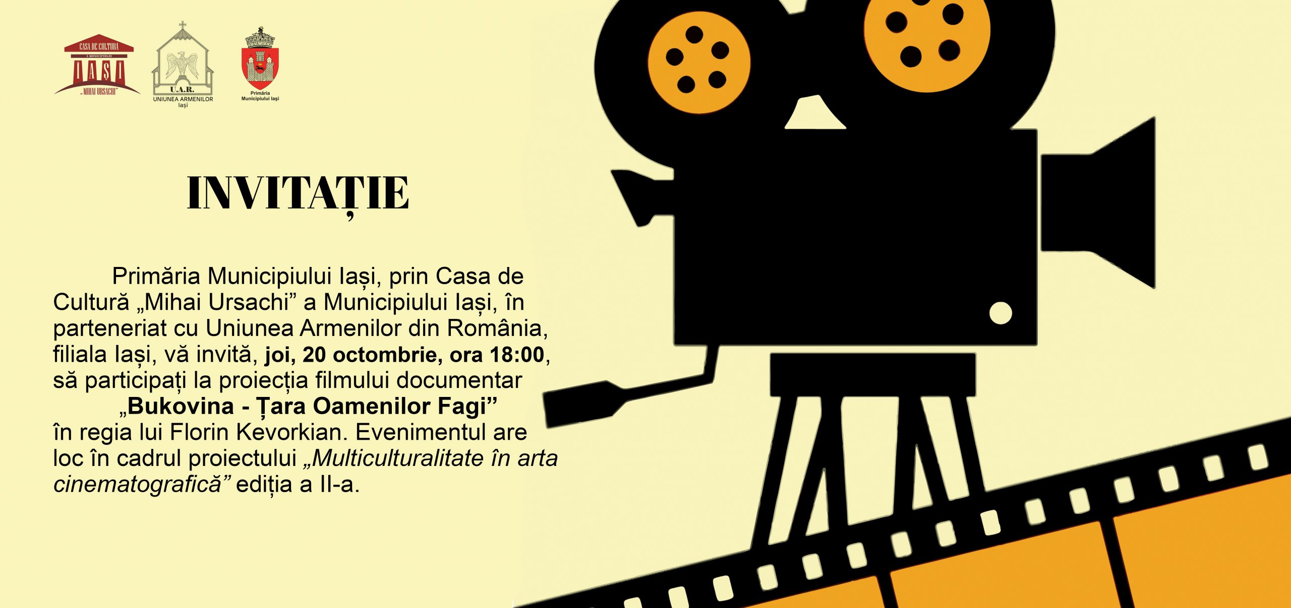 Proiecţie de film şi dezbateri tematice în cadrul proiectului „Multiculturalitate în Arta Cinematografică”, ediţia a II-a