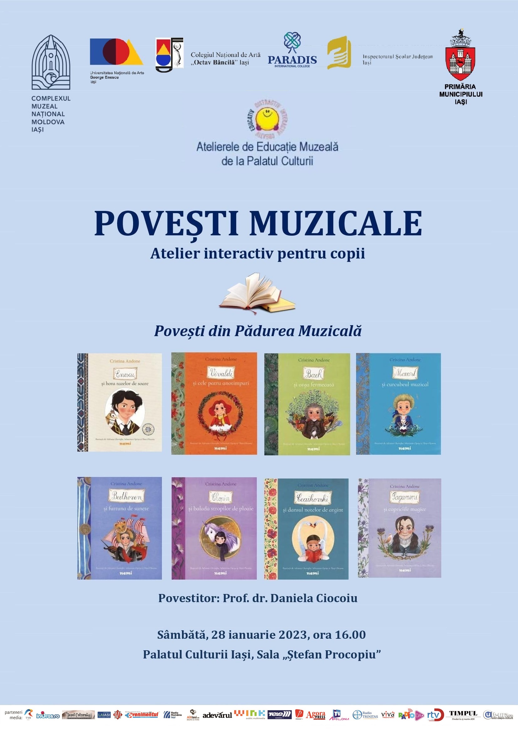 Iași: Atelier interactiv pentru copii: „Povești muzicale”, la Palatul Culturii