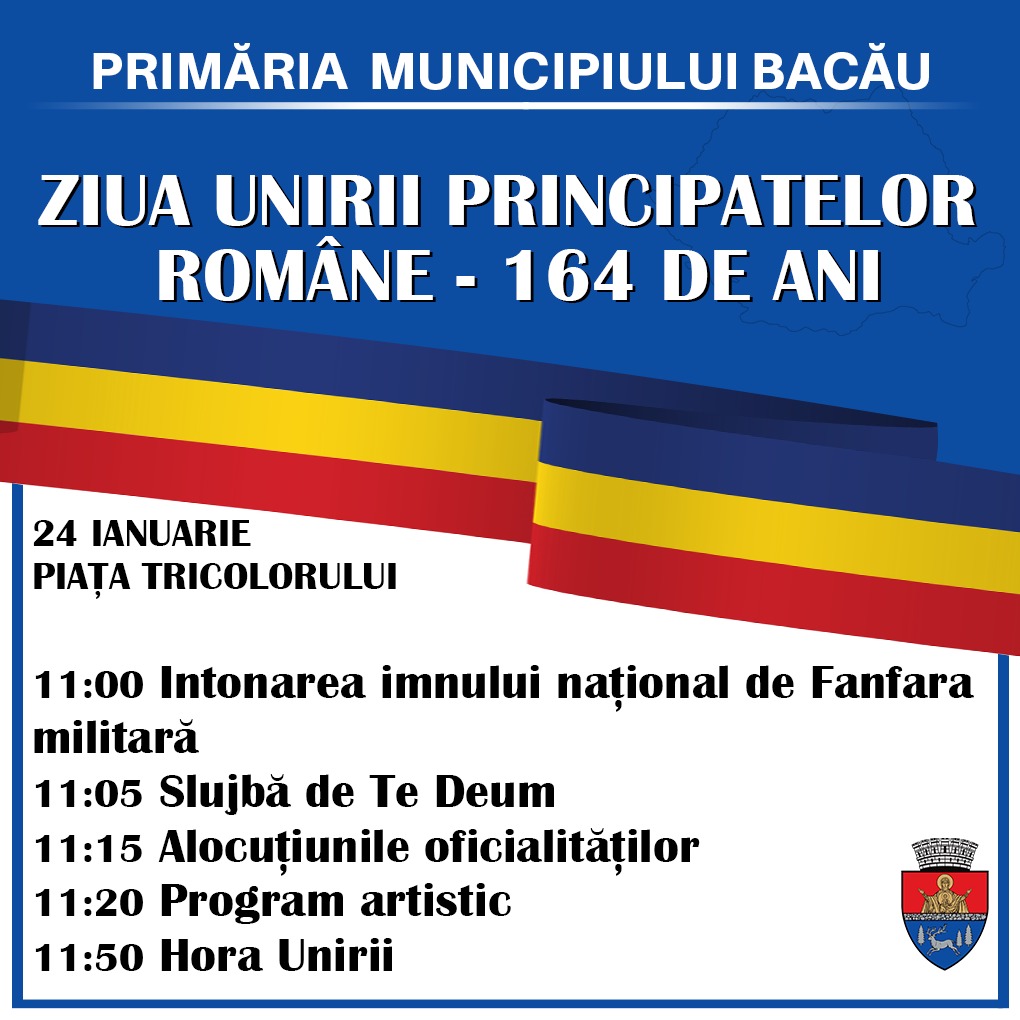 Unirea Principatelor Române, manifestări în Piața Tricolorului din Bacău