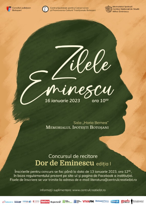 Concurs de recitare a operei eminesciene „Dor de Eminescu” la Botoșani