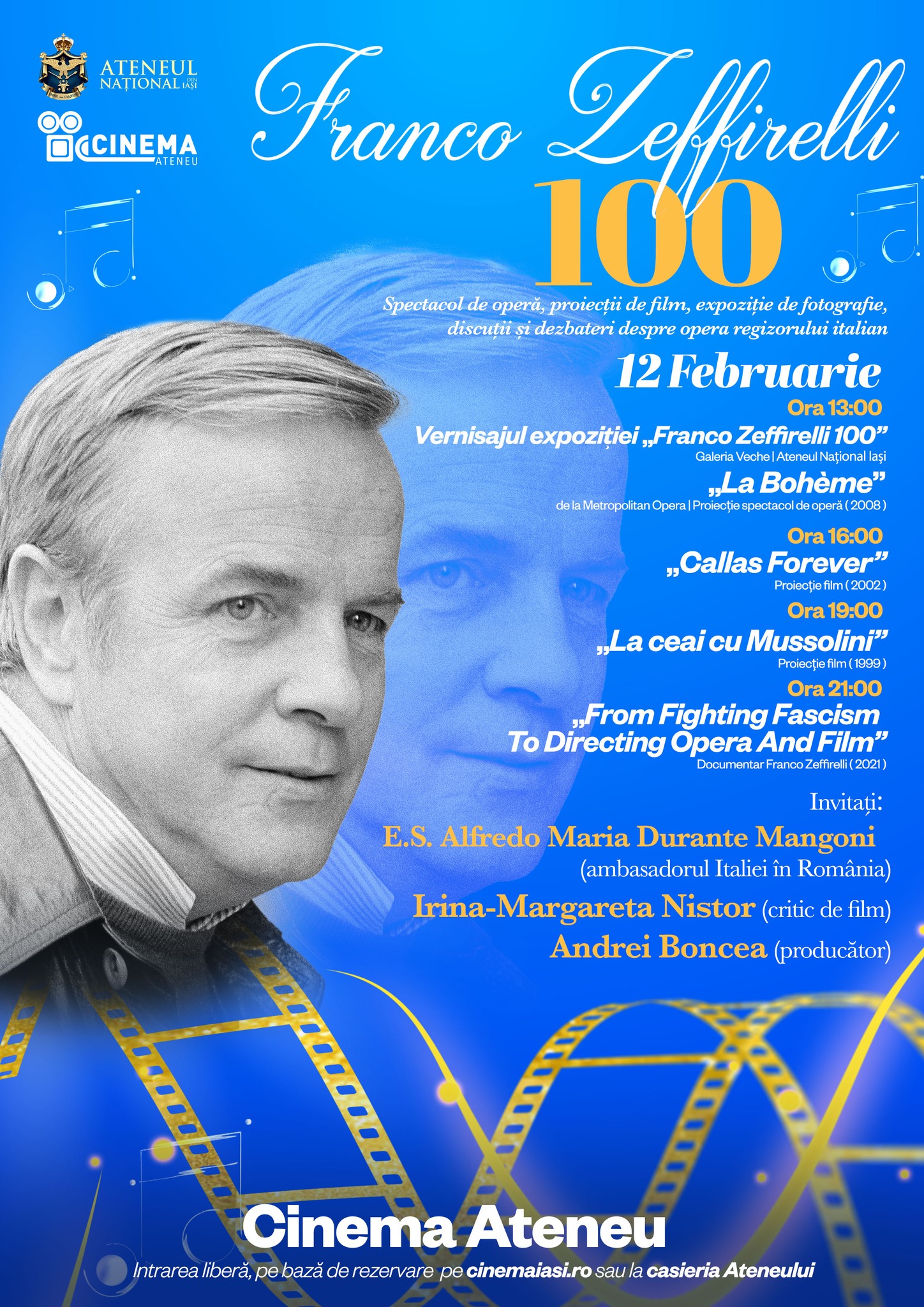 100 de ani de la nașterea lui Franco Zeffirelli – eveniment la Ateneul Național Iași