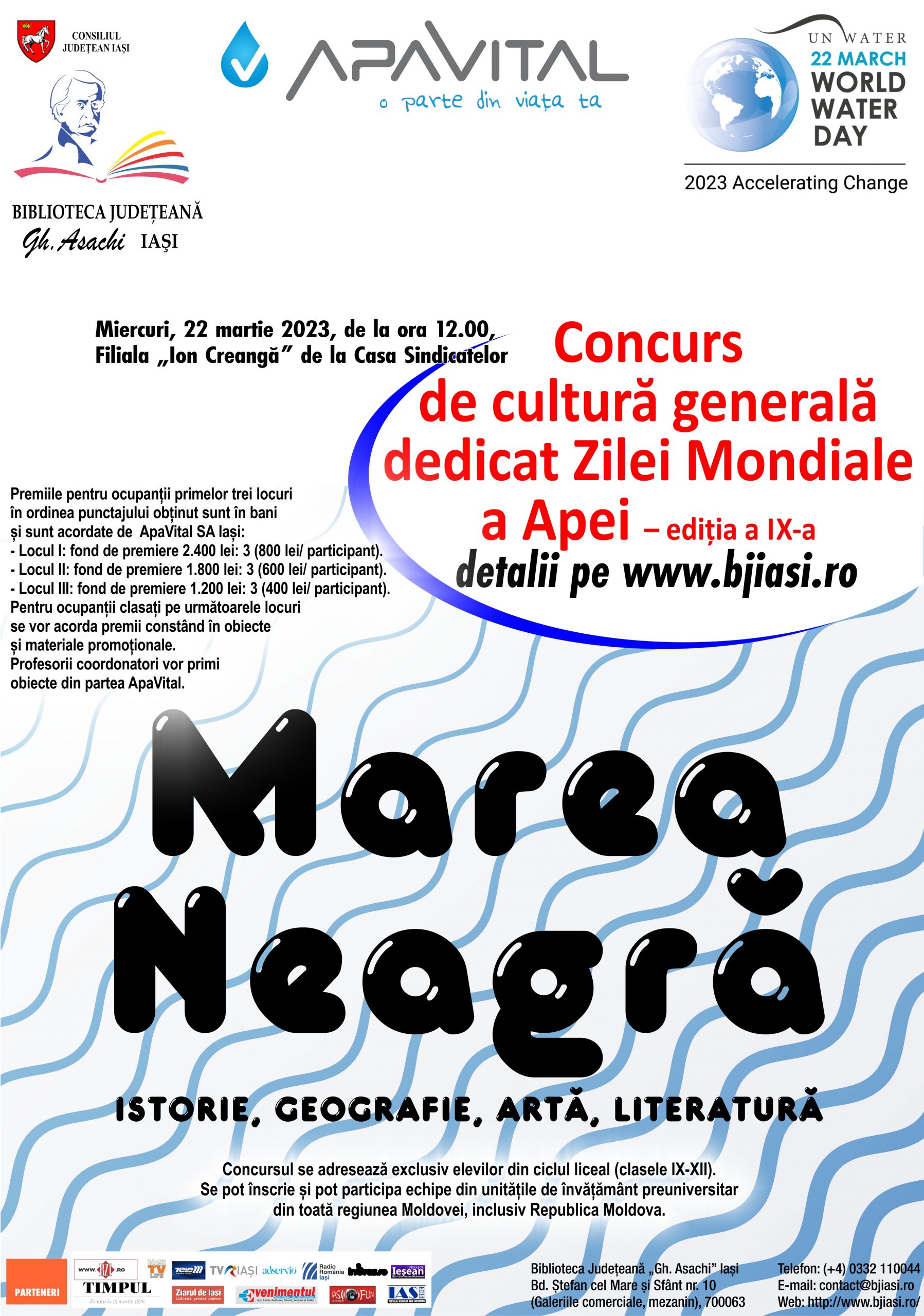 Ediția a IX-a a concursului organizat de Ziua Mondială a Apei: „Marea Neagră – istorie, geografie, artă, literatură”