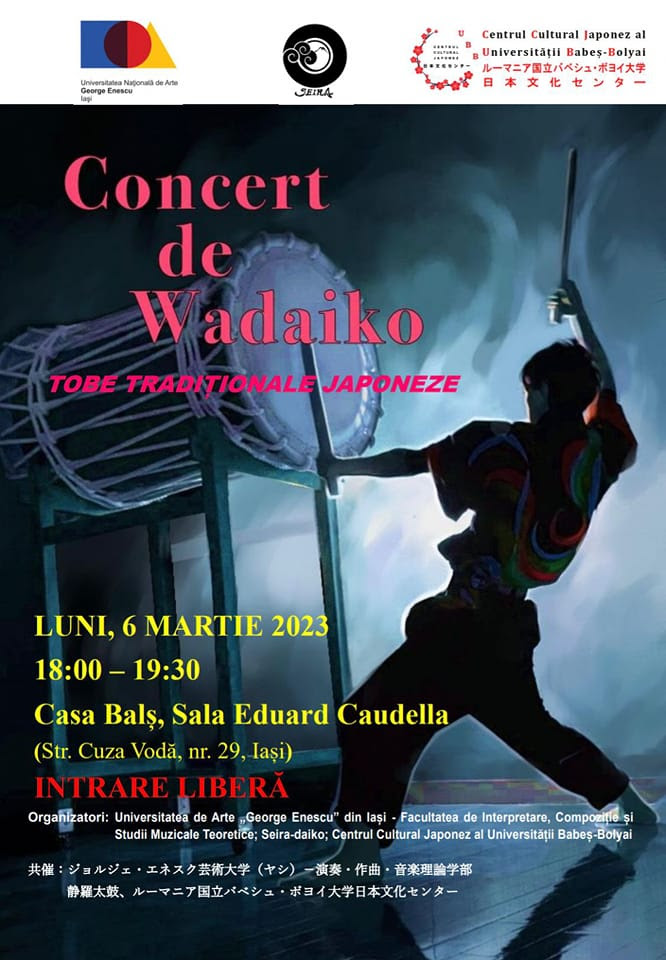 Concert de Wadaiko (tobe tradiționale japoneze), la Iași