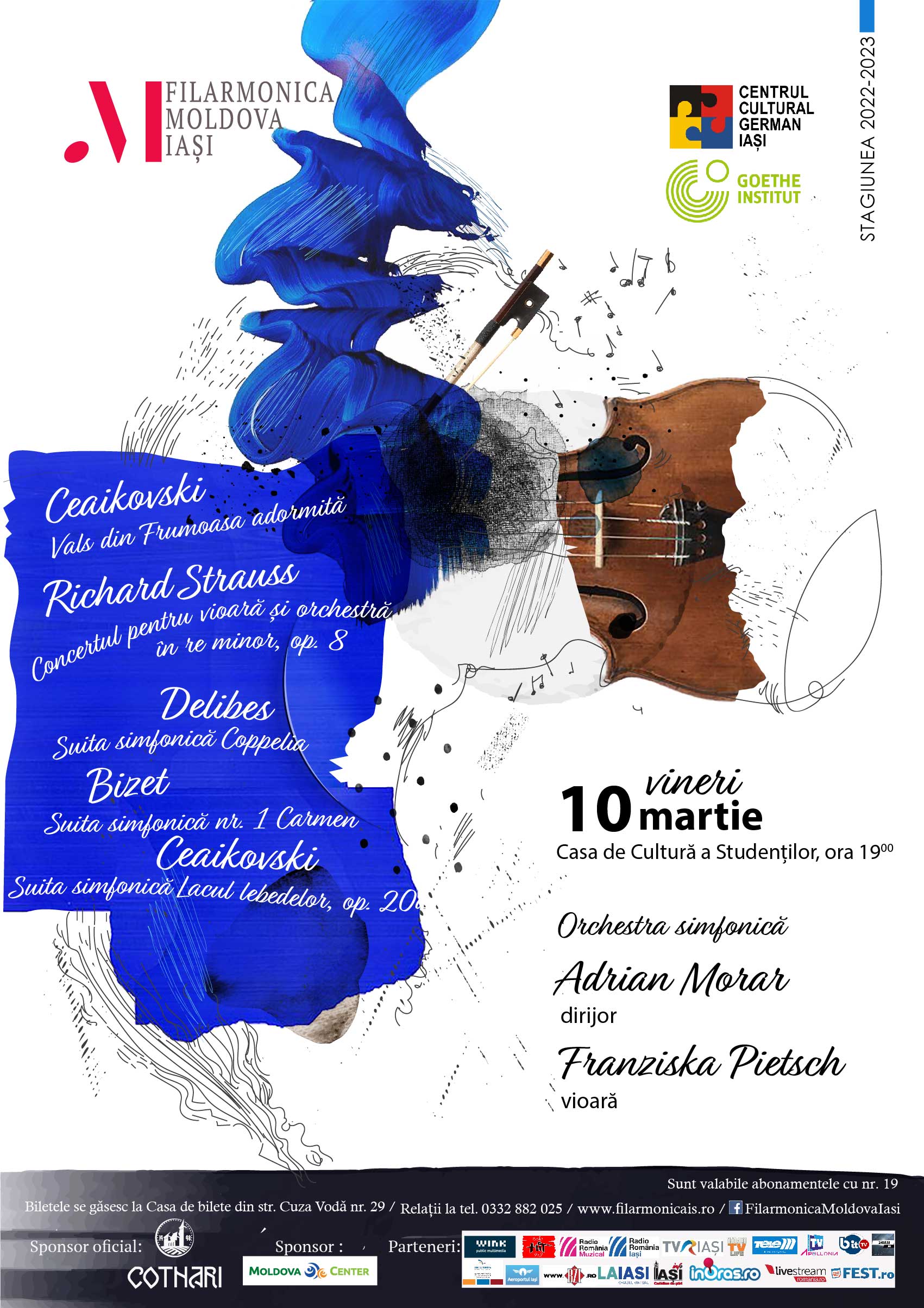 Filarmonica „Moldova” Iași – concerte în perioada 10-19 martie