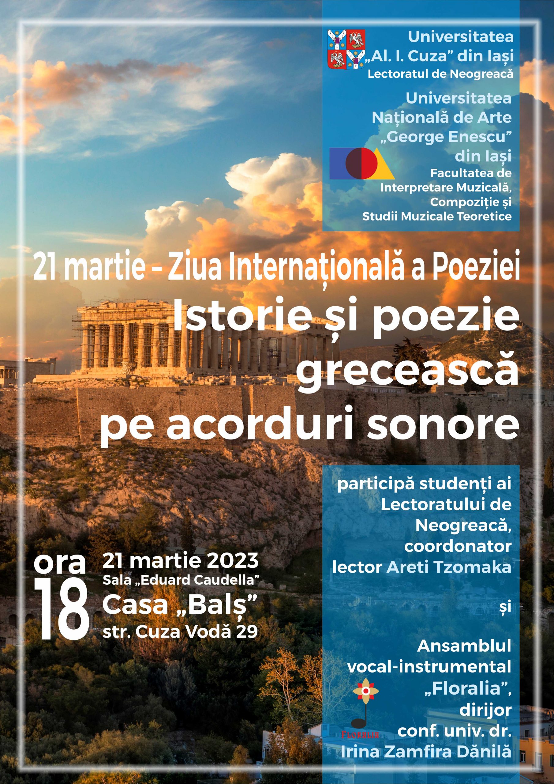 Serata culturală „Istorie și poezie grecească pe acorduri sonore” – 21 martie 2023