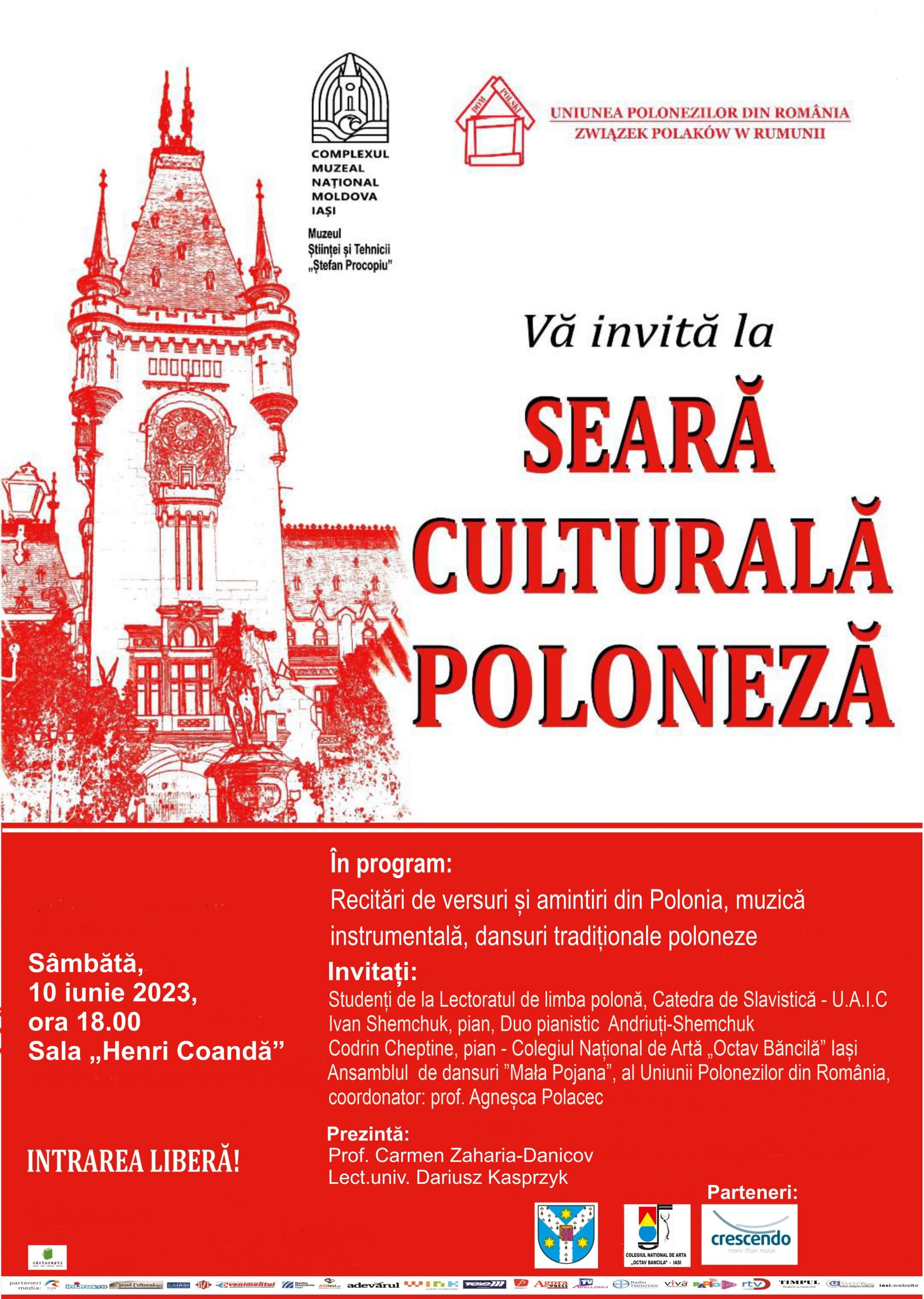 „Seară Culturală Poloneză”, la Palatul Culturii din Iași