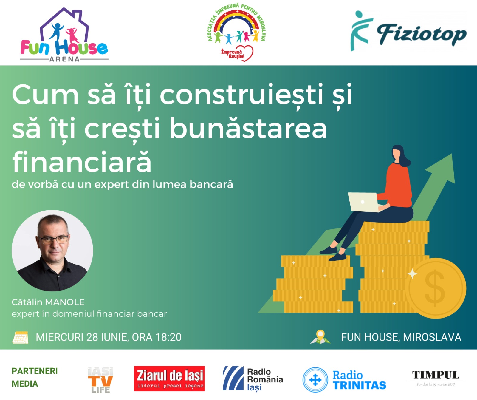 Iași: Seminar gratuit de educație financiară pentru adulți în Miroslava „Cum să îți construiești și să îți crești bunăstarea financiară „