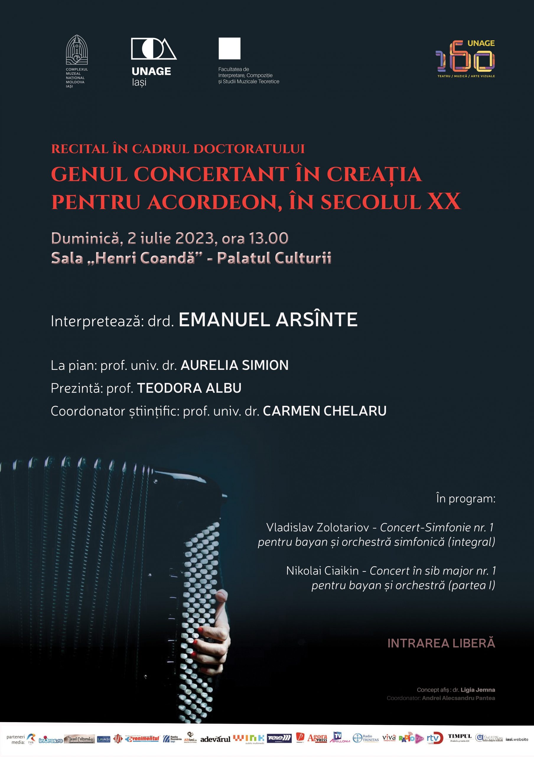 Iași: Recital de acordeon susținut de Emanuel Arsînte, la Palatul Culturii