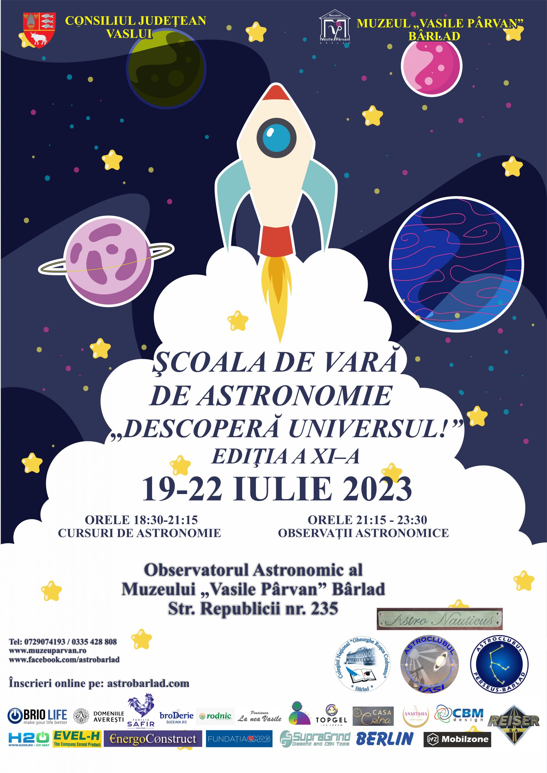 Școala de vară de Astronomie „Descoperă Universul!” ediția a XI-a, 19 – 22 IULIE 2023