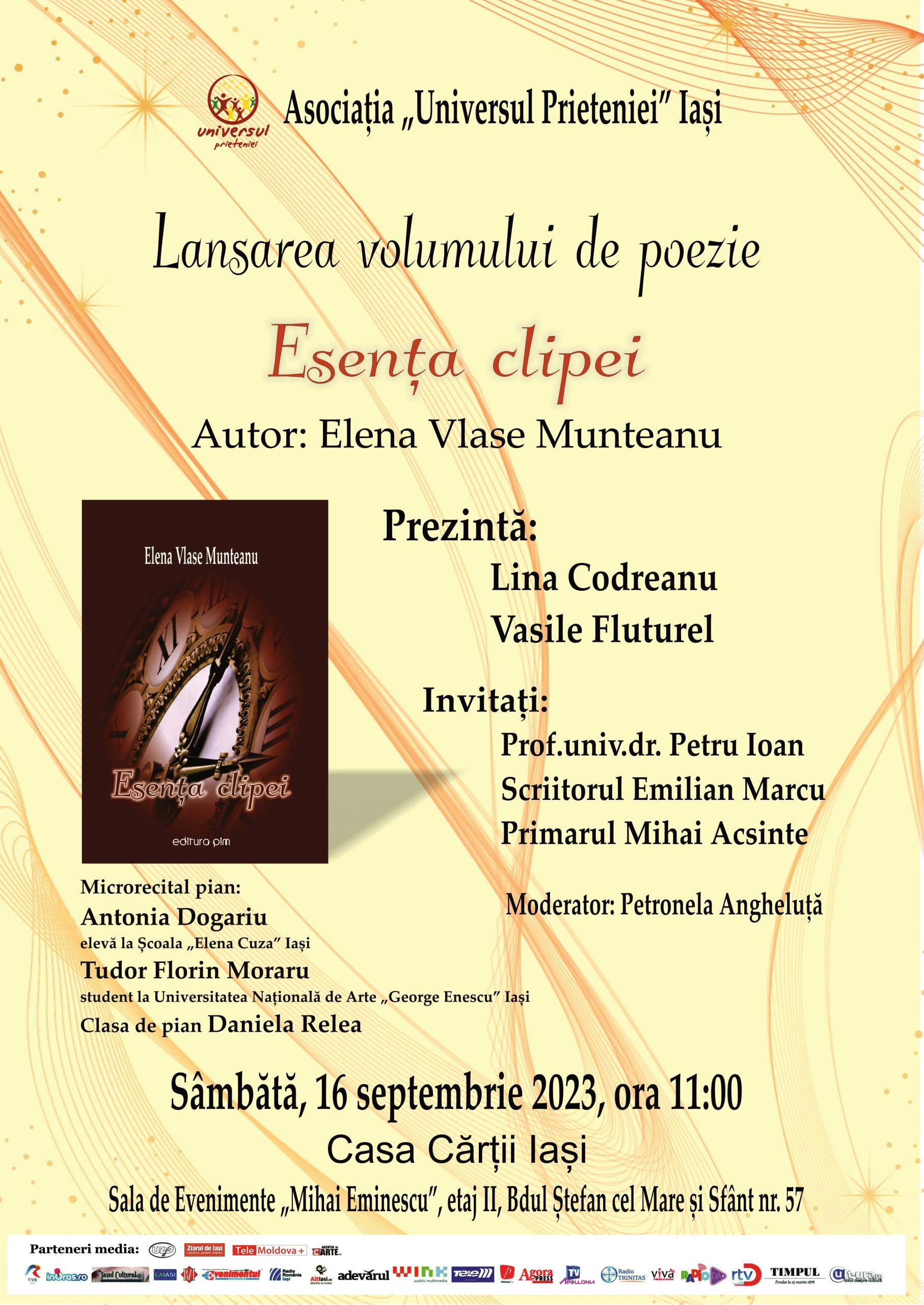 Lansarea volumului de poezie „ESENȚA CLIPEI”, autor Elena Vlase Munteanu