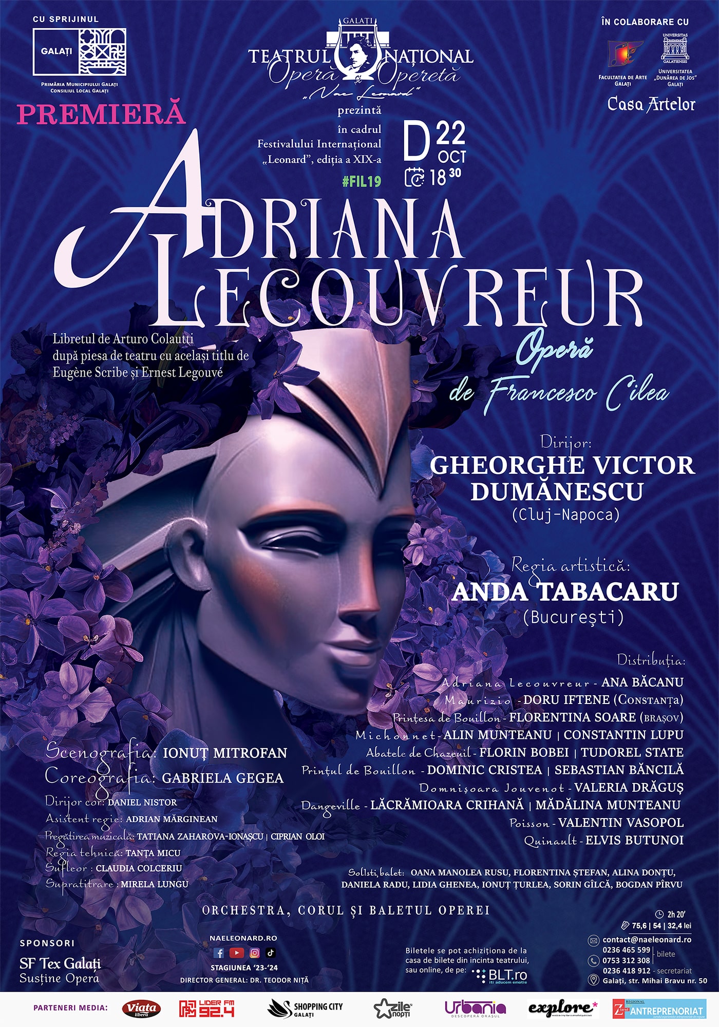 Galați, Teatrul Nae Leonard omagiază cei 35 de ani de carieră ai regizoarei Anda Tabacaru cu premiera operei Adriana Lecouvreur, de Fr. Cilea