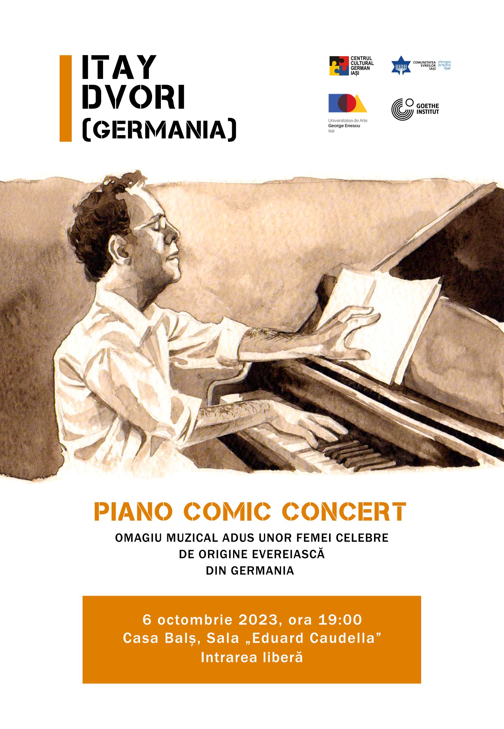 Iași, 6 oct, 19.00, Casa Balș Piano comic concert cu Itay Dvori (Germania)