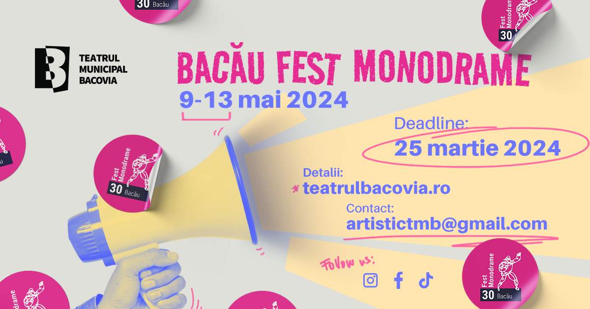 Teatrul Municipal „Bacovia” lansează apelul de înscrieri pentru Bacău Fest Monodrame