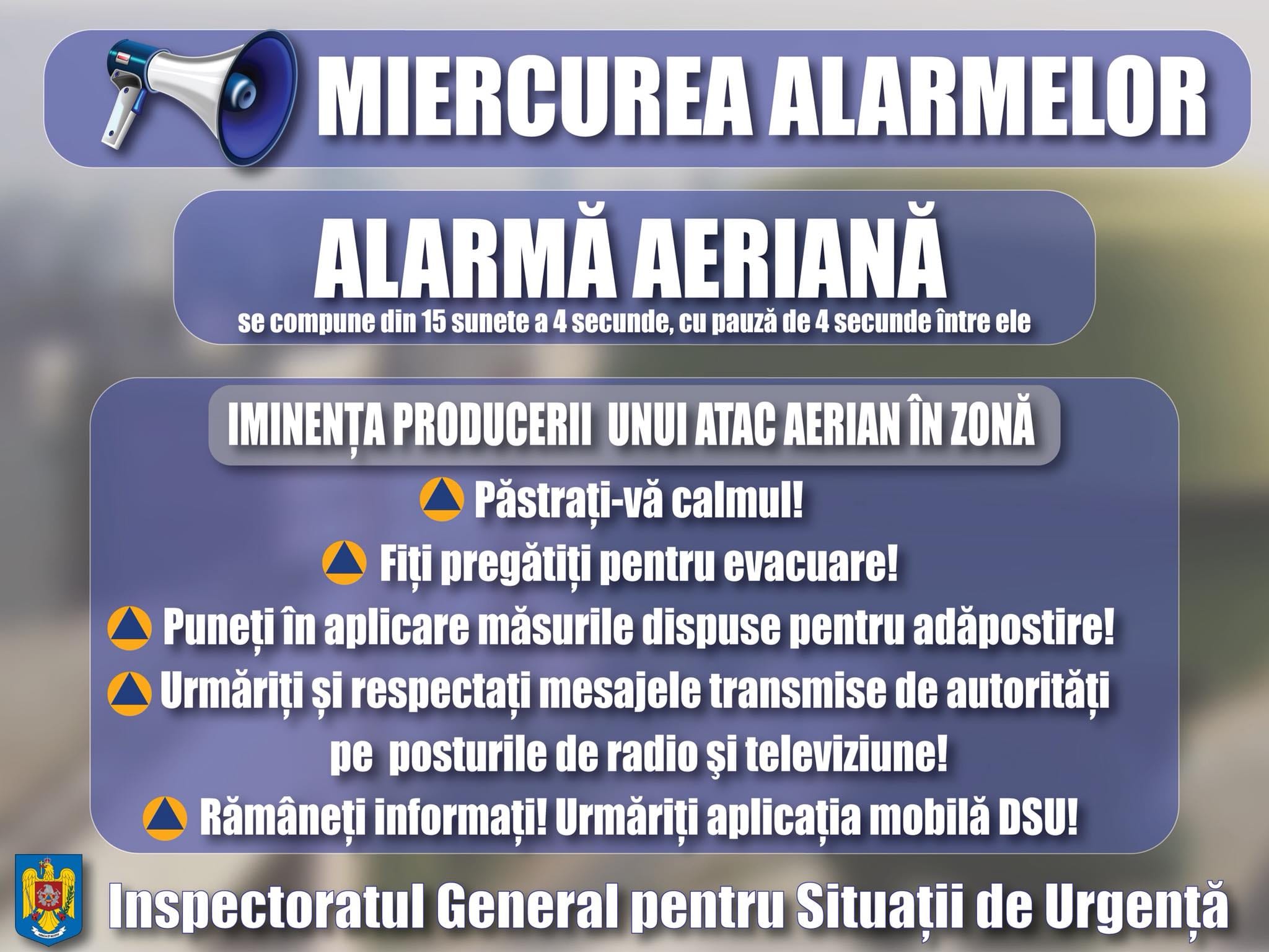 Exercițiu de alarmare publică ”Miercurea Sirenelor!”