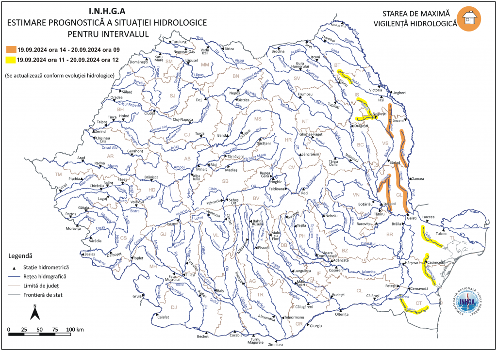 Inundații în bazinele hidrografice Siret, Prut și râurile din Dobrogea