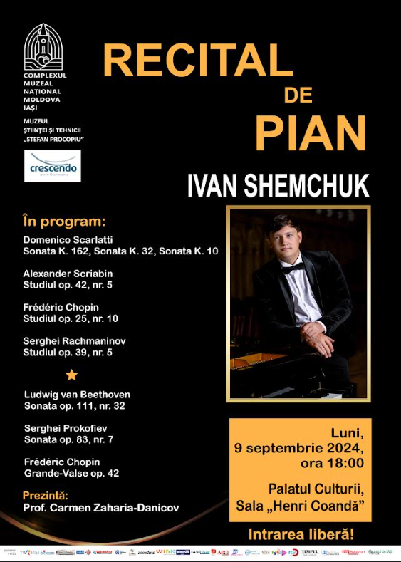 Iași: Recital de pian – Ivan Shemchuk, la Palatul Culturii