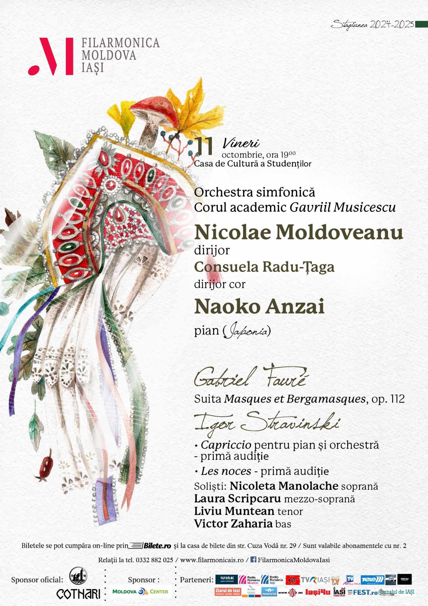 11 octombrie, eveniment Stravinsky-Fauré la Filarmonica Moldova din Iași, sub bagheta dirijorului româno-elvețian Nicolae Moldoveanu