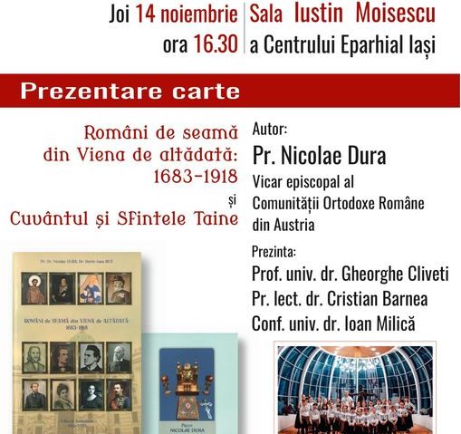 Lucrări semnate de părintele Nicolae Dura, vicar episcopal al Comunității Ortodoxe Române din Austria, lansate la Iași