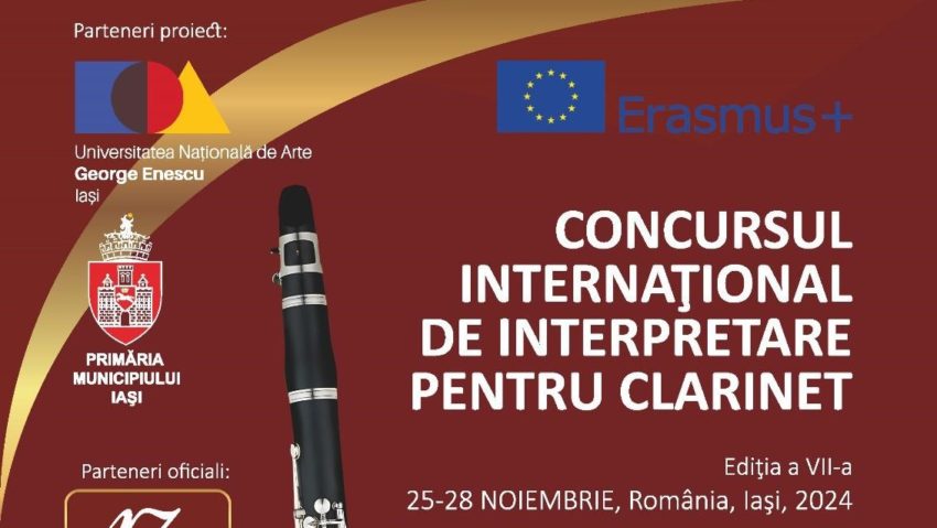 Iași, 25-28 noiembrie, Concurs Internațional de Clarinet, ed. a 7-a, la Universitatea Națională de Arte George Enescu