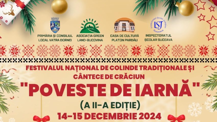 Încă o lună de înscrieri la Festivalul Național de Colinde Tradiționale și Cântece de Crăciun “Poveste de iarnă” din Vatra Dornei!