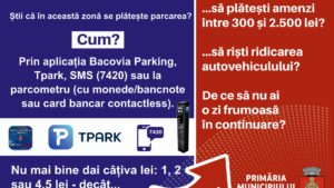 Plata pentru parcările publice din Bacău, obligatorie